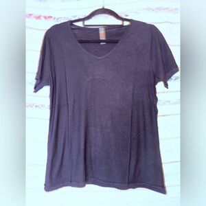 Mono B Black Short Sleeve V-Neck Tee